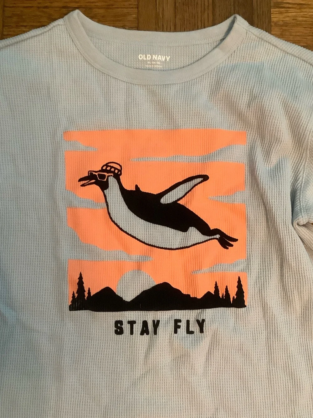 Long sleeve waffle shirt - penguin